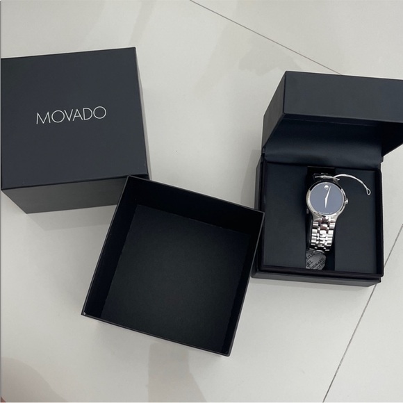 Movado Classic Silver Watch with Deep Blue Dial - Picture 5 of 6